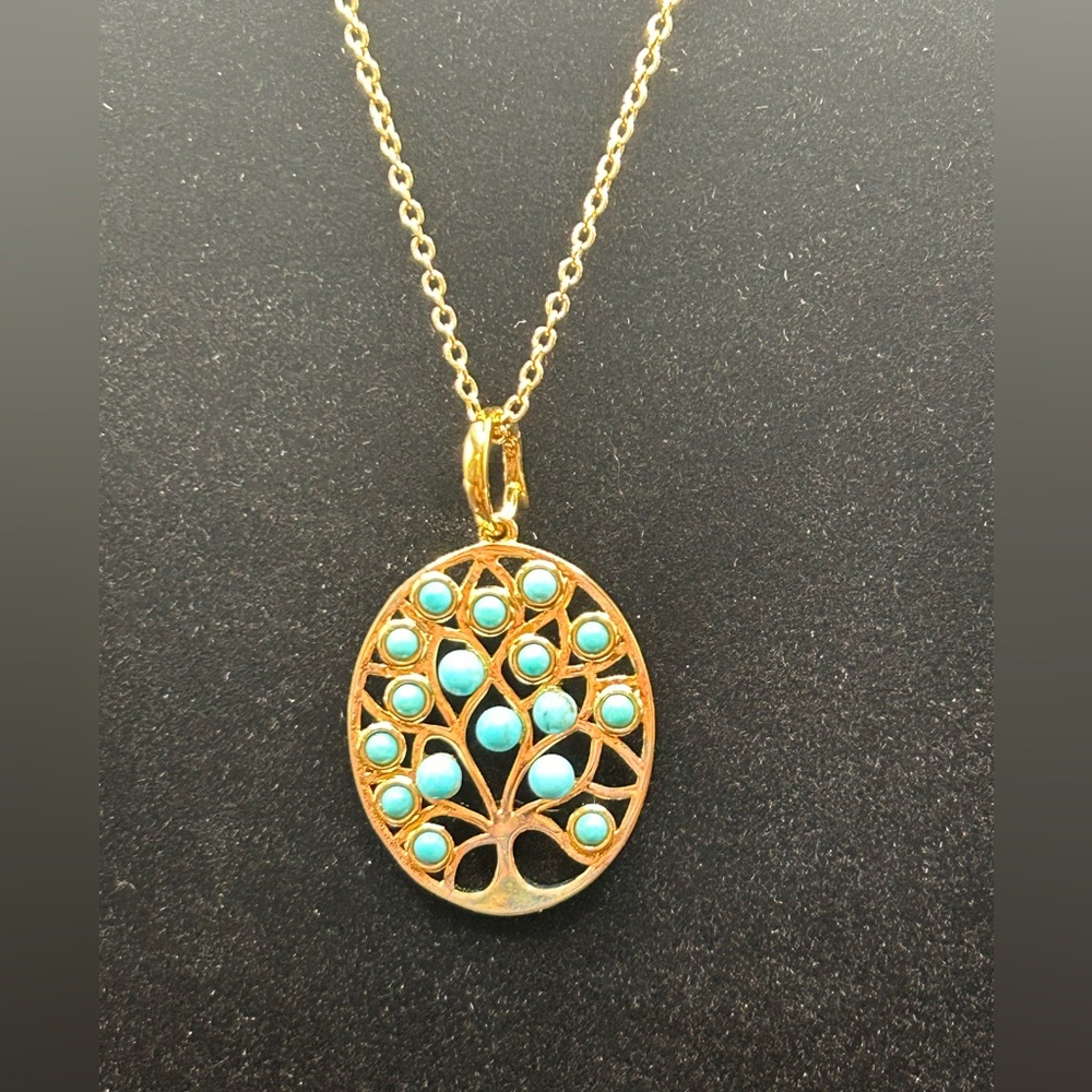 Tree of Life Sleeping Beauty Turquoise Pendant